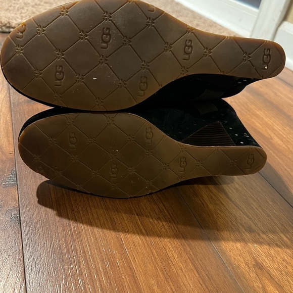 UGG Taleen Black Suede Strappy Mid-Calf Wedge Heeled Boots Women's Size 8.5 - Picture 12 of 12